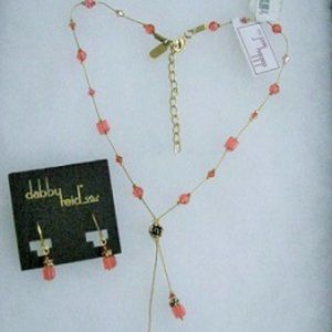 Dabby Reid Gold tone with Orange Crystals Necklace & Lever back Earrings